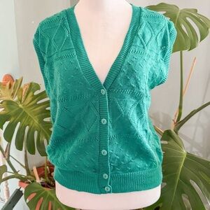 DEVON WINDSOR Teal Sleeveless Cardigan